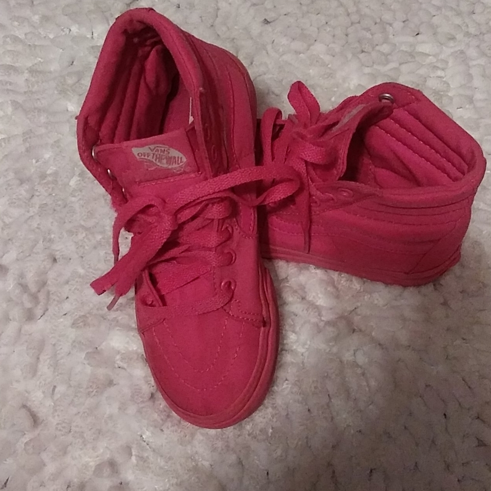 Girls high top VANS sneakers bright neon pink size 1